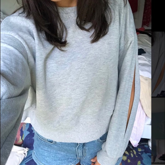 Cropped High-Low Sweatshirt - Picture 2 of 16